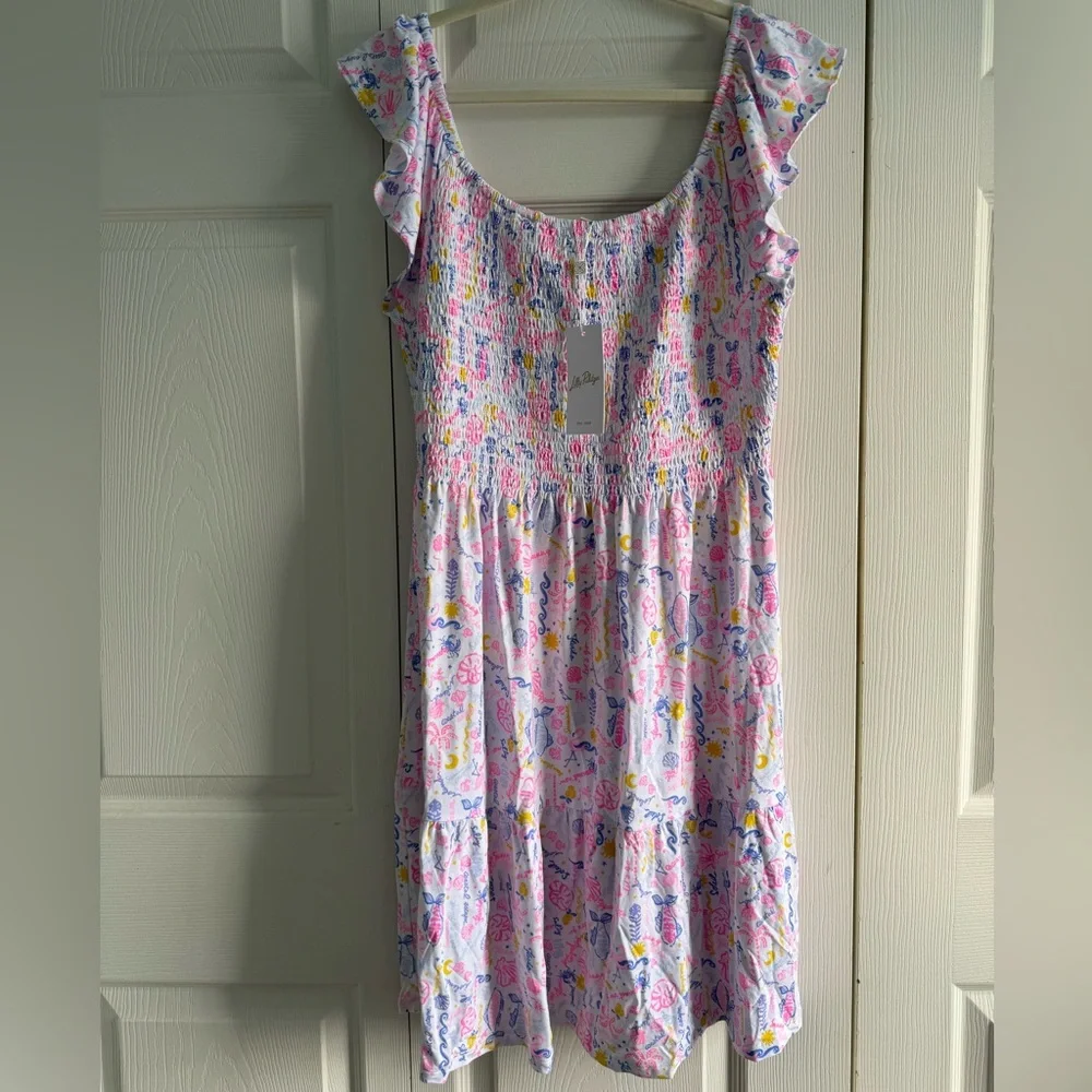 NWT Lilly Pulitzer Jilly Smocked Dress Summer Serenade, XL - Picture 5 of 8